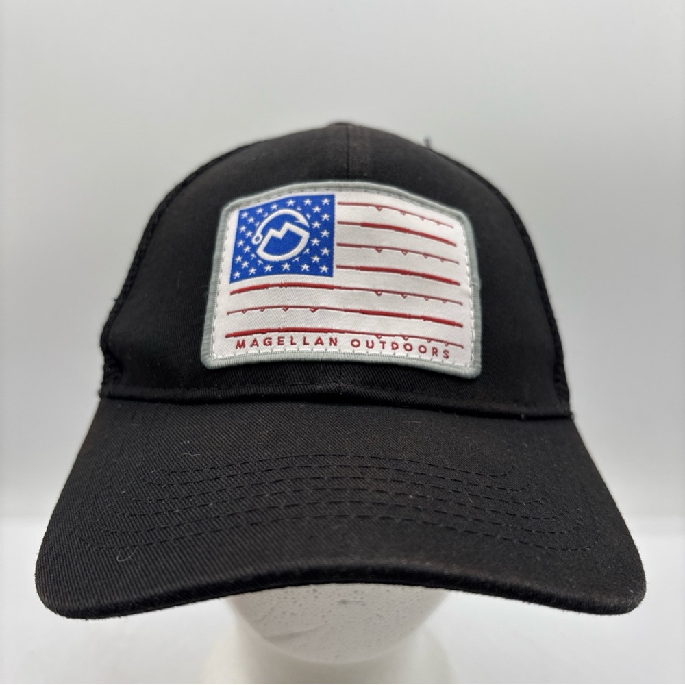 Magellan Outdoors Fishing‎ Trucker Mesh Back Hook & Rod Black SnapBack Hat USA